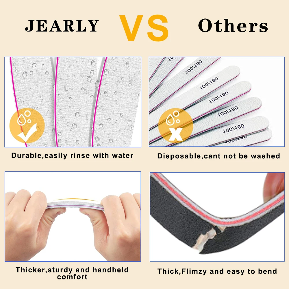 Limes à ongles professionnelles, grain 150 à 180, panneau émeri, pour manucure, tampon de polissage, outils de pédicure, 3 pièces