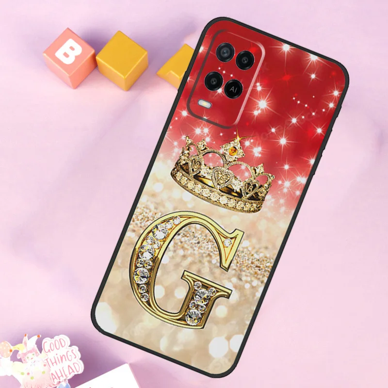 Étui lettre diamants roses pour OPPO, A54S, A57S, A53S, A58, A78, A98, A16, A76, A96, A54, A74, A94, A17, A77, A5, A9, A15, A52, A72