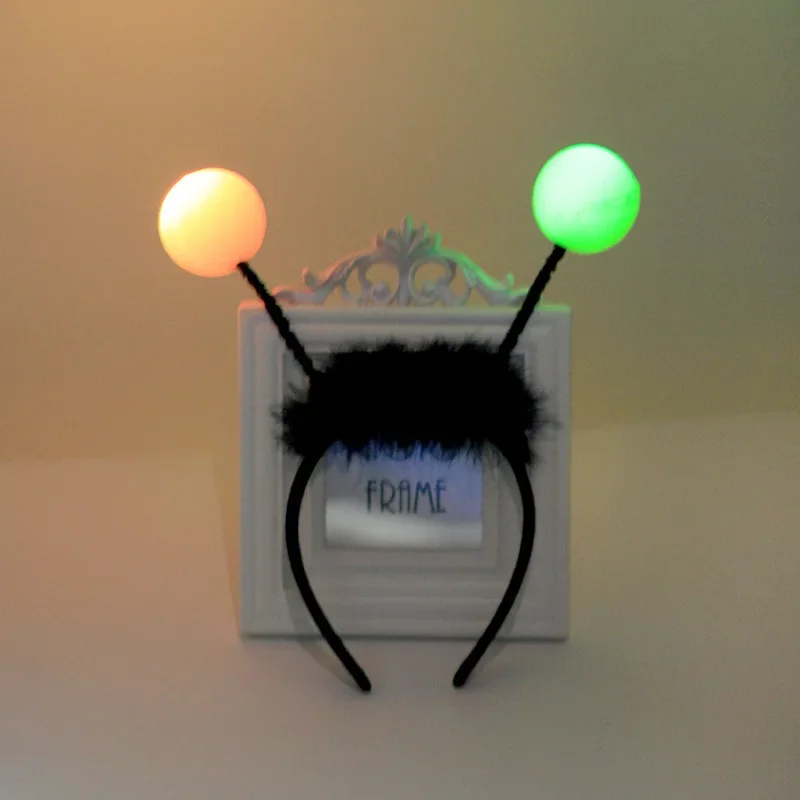 Women Girl LED Light Ball Blinking Headband Feather Bee Antenna Hair Wear Party Birthday Gift Luminous Costume navidad Festival