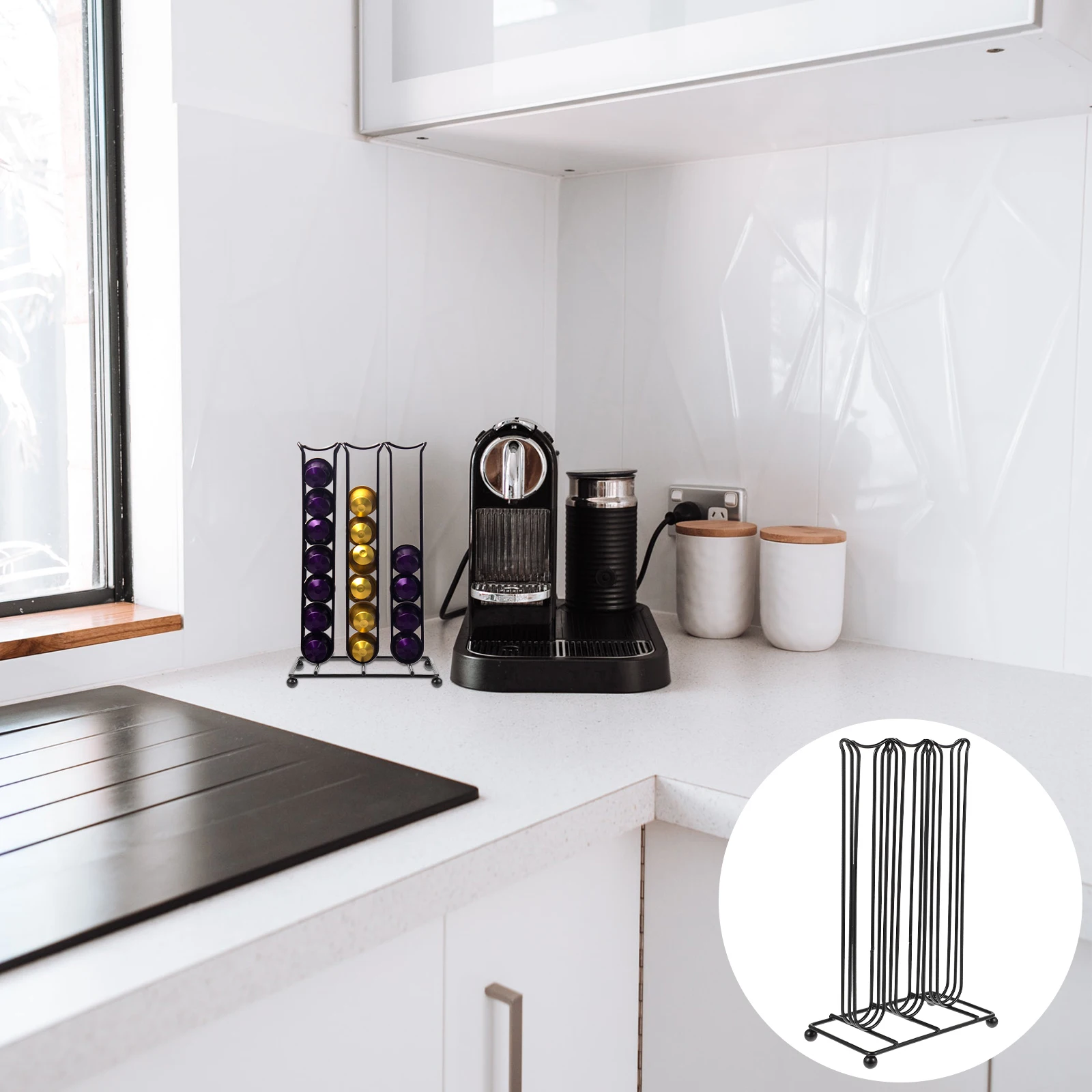 

Coffee Capsule Storage Rack Organizer Iron Stand Holder Capsules Shelf Tower