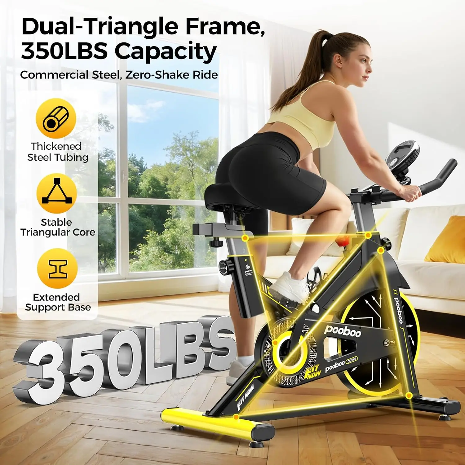 Magnetic Exercise Bike for Home,Low Noise Cycling Bike with App & Tablet Mount,Adjustable,350lbs Capacity, Customized