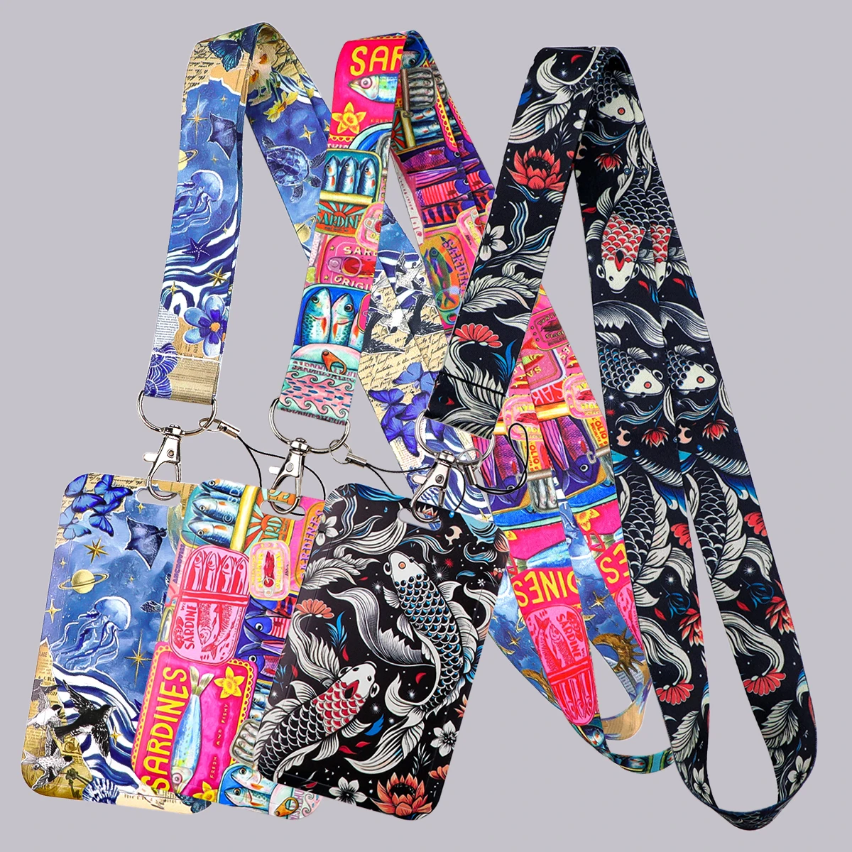 Lucky Koi Fish Credential Holder Marine Animal Neck Strap Lanyard for Key Keychain USB Badge Holder Keyring Accessories Gifts