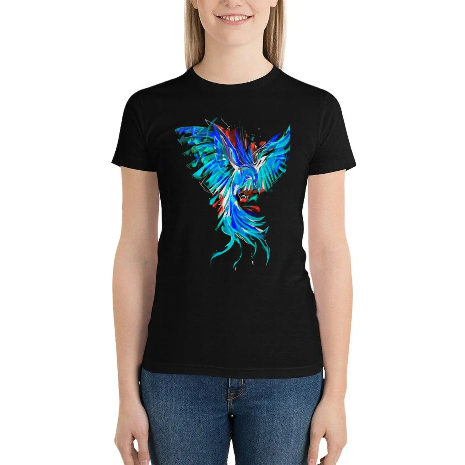 

blue phoenix T-Shirt oversized kawaii clothes cute tops cute t-shirts for Women