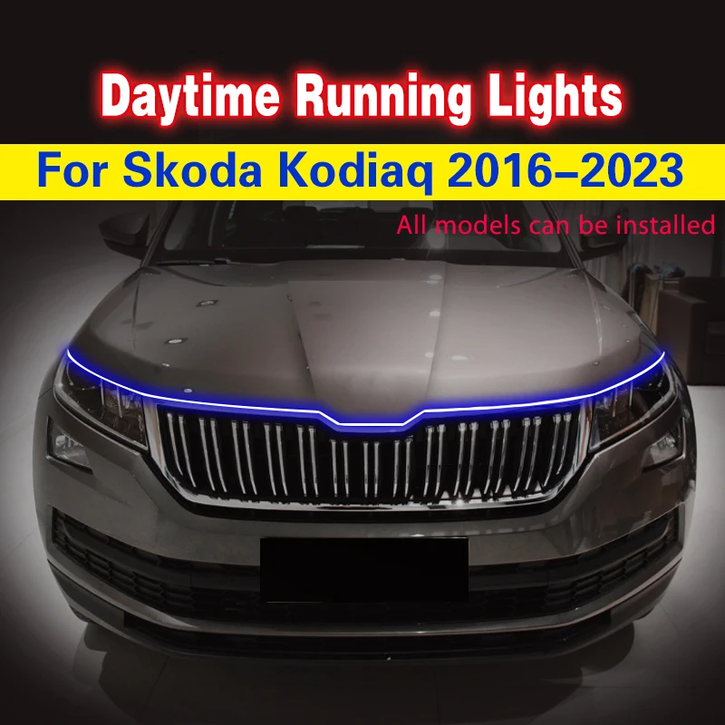 1pcs For Skoda Kodiaq 2016-2023 LED DRL Daytime Running Lights Daylight Driving light fog lamp Flexible Light Strip Universal