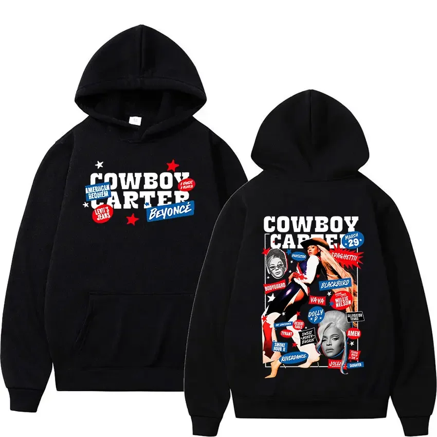 

Beyonce Cowboy Carter Tour Pattern print Hip Hop aesthetic style retro fashion hoodie for Men's Fall Album 2025