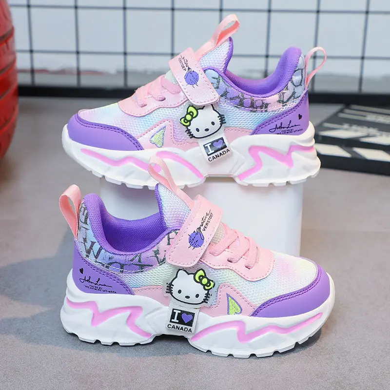 Hello Kitty Girls\' sneakers cartoon anime casual shoes children\'s outdoor sports shoes  lightweight and soft soled for girls