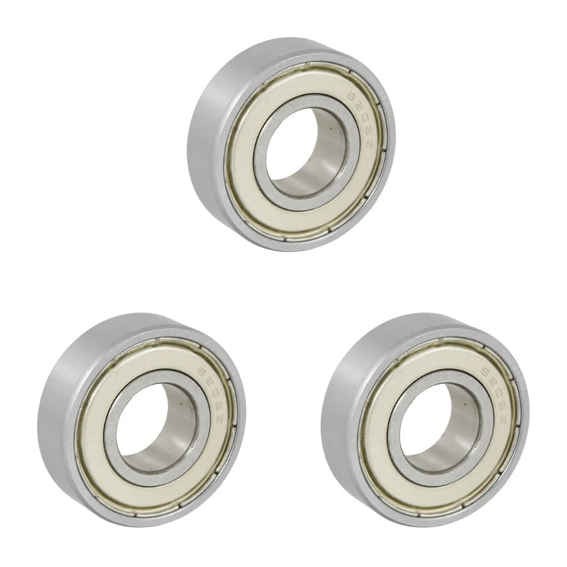 3 Pcs 15X35x11mm Shielded Miniature Deep Groove Ball Radial 6202Z Ball Bearing Silver + White