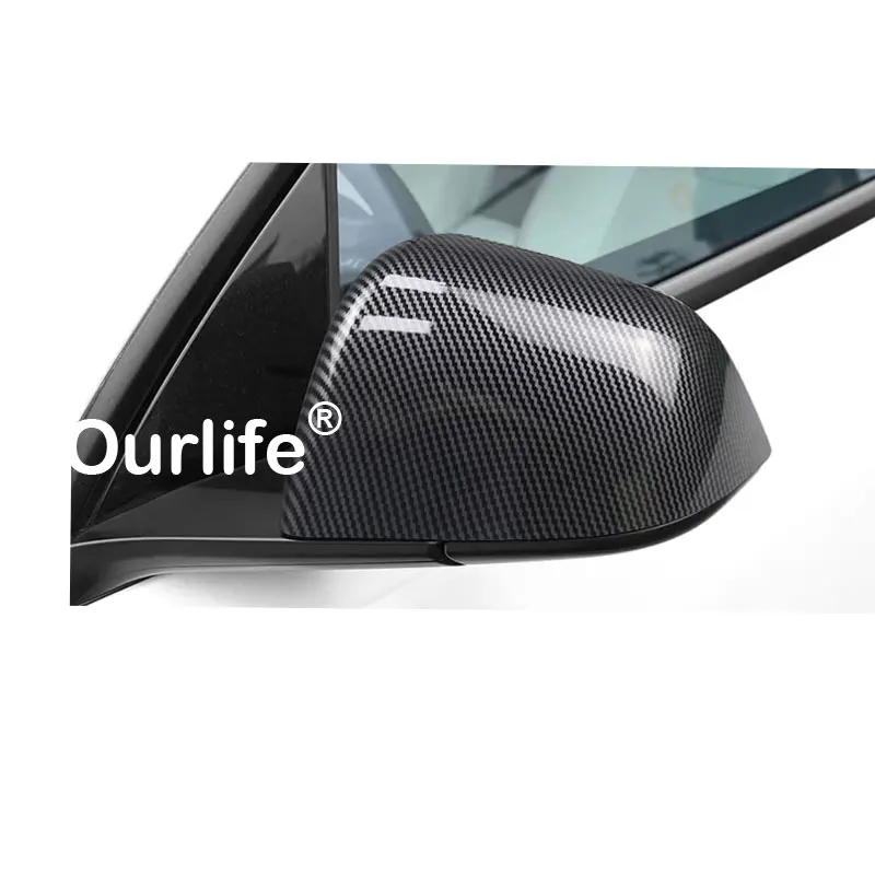 For Tesla Model YL 2026 2027 Carbon Fiber Look ABS Mirror Decorative Car Side Mirror Protective Cap Modification Accessories view 3