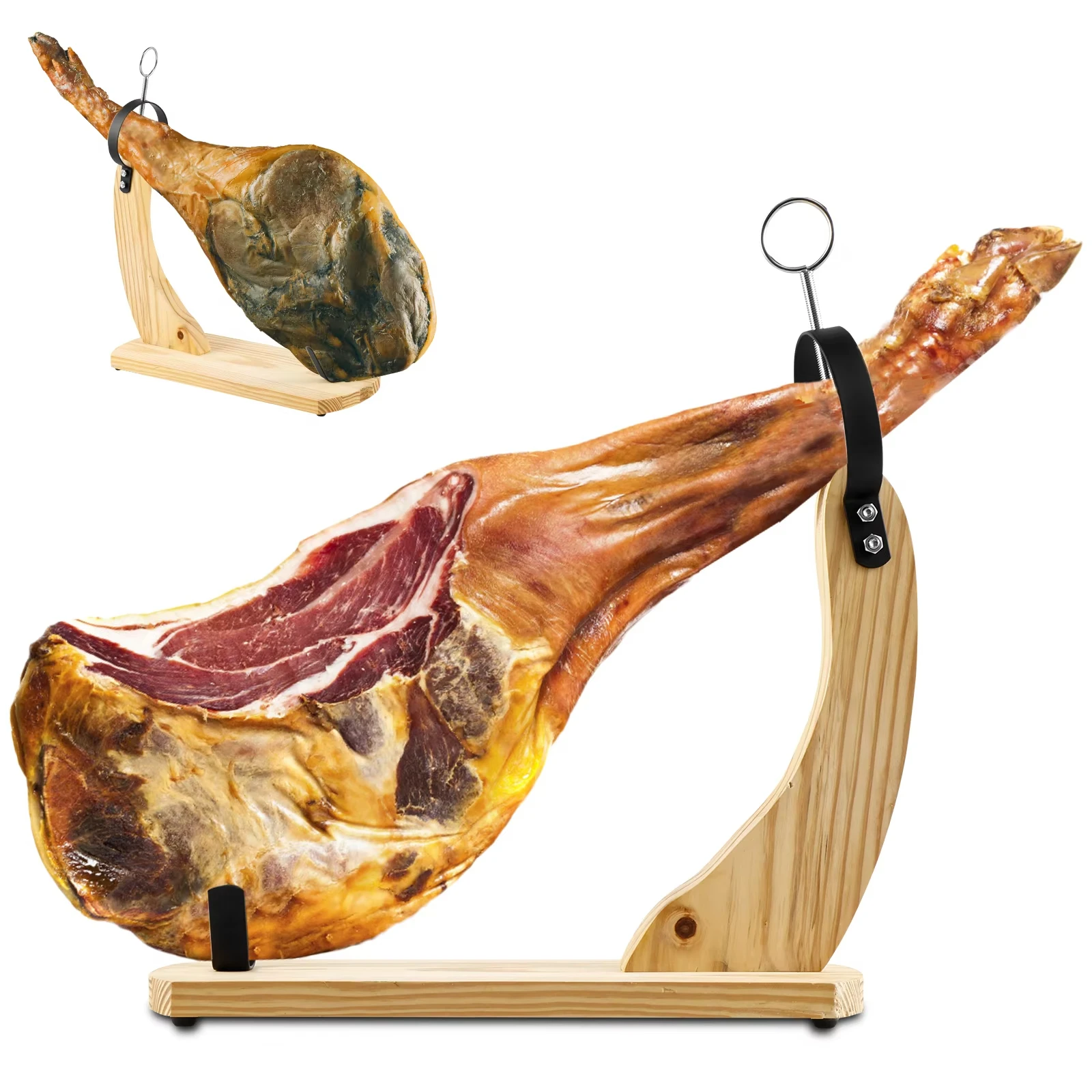 Soporte de Jamón de Madera Premium Jamonero para Jamón Serrano y Ibérico Ideal con Antideslizante para Exhibición y Tallar Diseño Robusto