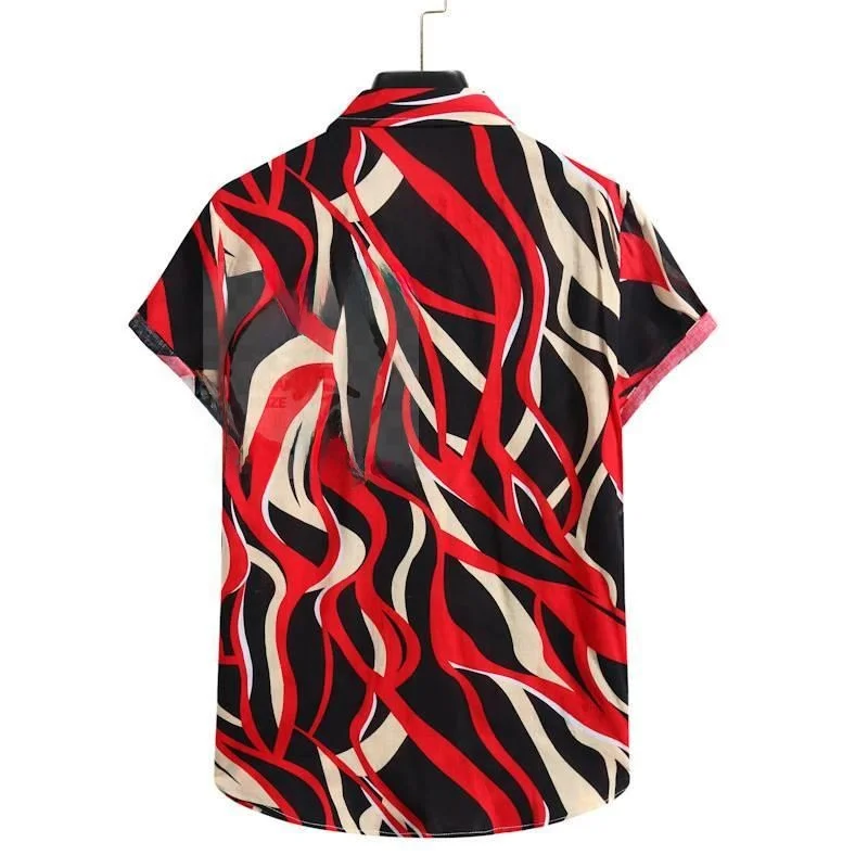 Csa Floral Masculina Nova de Verão Estilo Havaiano Manga Curta com Gola Reversível Fibra de Poliéster 00% Roupas Premium ...