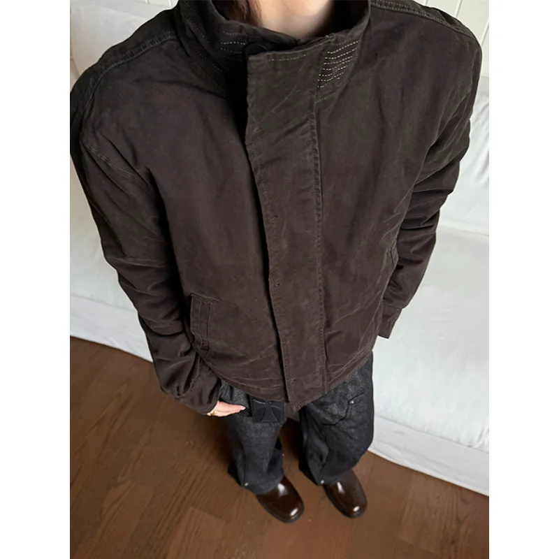 

EMEEasy Success Zuoshandiao Ретро спецодежда Куртка Пальто25Зимняя плотная парусиновая хлопковая куртка с бисеромAFPłaszcz