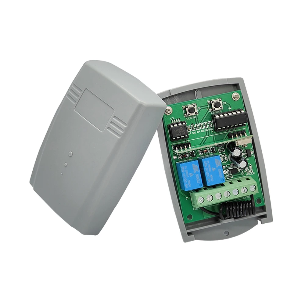 2CH 12V 24V Controller Gate OpenerUniversal 433mhz Remote Control Garage Door Receiver 433.92mhz Transmitter Fixed Rolling Code