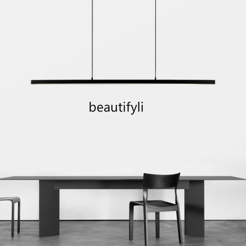 

Full Spectrum Restaurant Chandelier Smart One-Word Strip Minimalistic Bar Island Table Black Modern