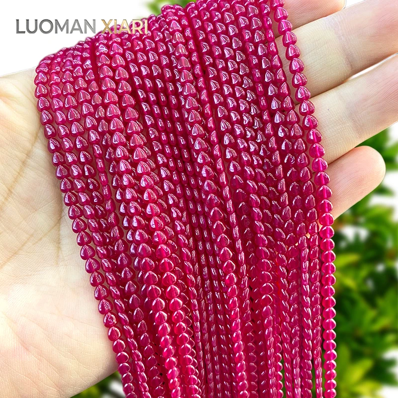 4mm Love Heart Lab Grown Red Corundum Ruby Loose Spacer Beads for Jewelry Making Diy Necklace Bracelets Charms Accessories 15''