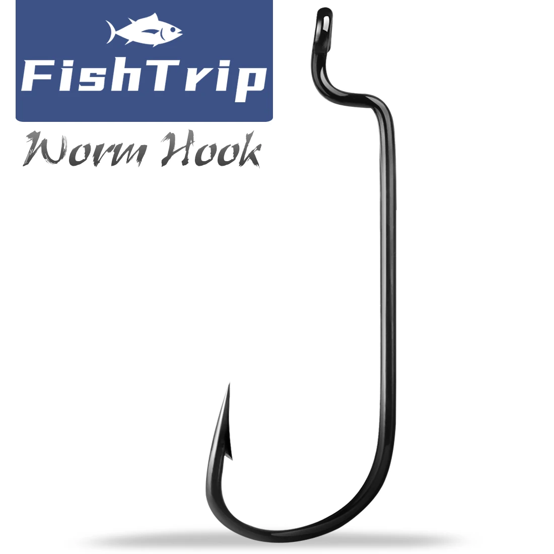 FishTrip Worm Hook Soft Plastic Hook 2X Long Shank Bass Hook for Texas or Carolina Rig Make Accessories