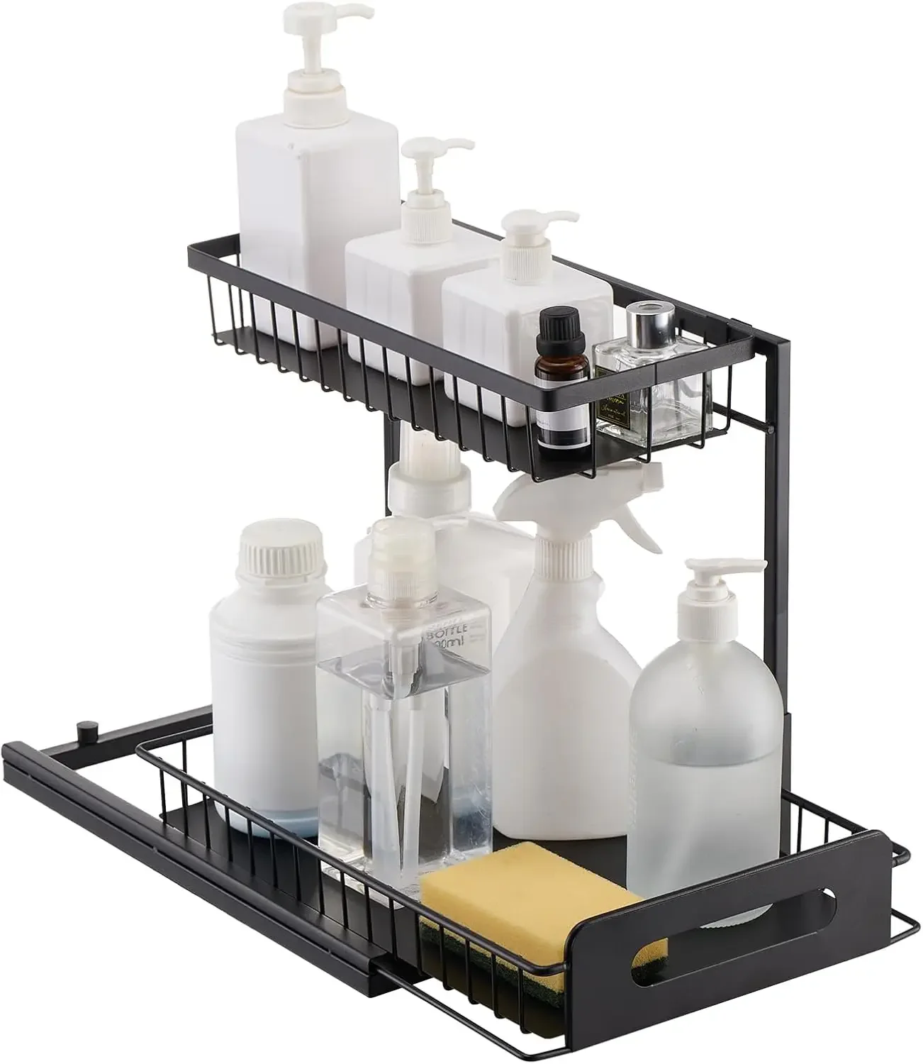 

2 Tier Pull Out Cabinet Organizer(10.7" W x 14.2" D), Under Sink Organizer and Storage, Slide Out Drawer Cabinet Organizer