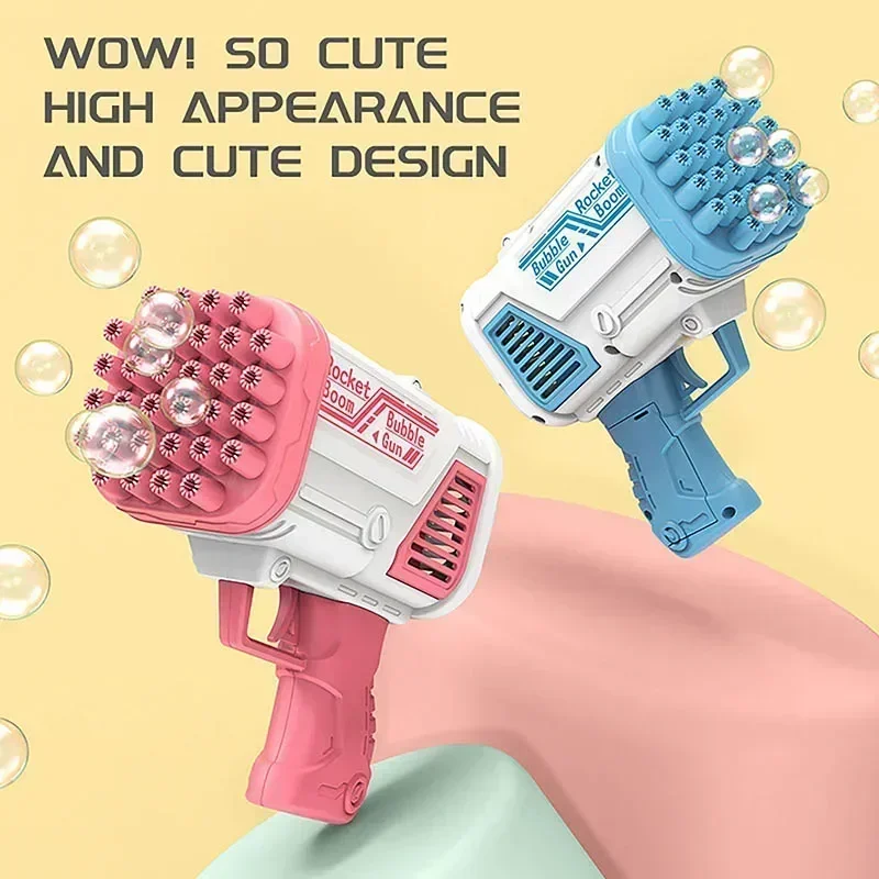 32穴電動バブルガン、自動ガトリングバズーカバブルメーカーマシン、夏の屋外、シャボン玉ブロワーおもちゃ子供ギフト