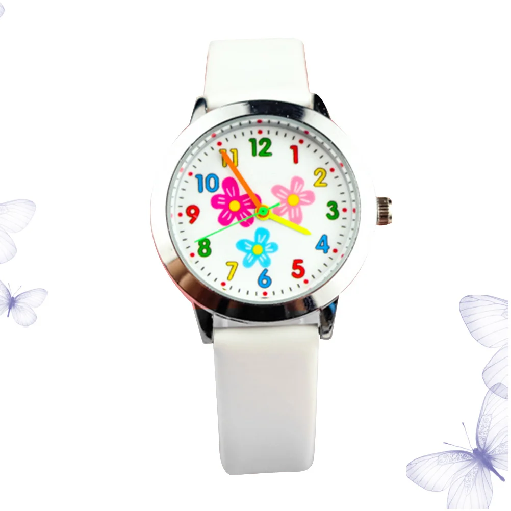Cartoon Digital Watch Blue Flower Pattern Accurate Quartz Movement Comfortable Strap Kids Gift For Birthday Students