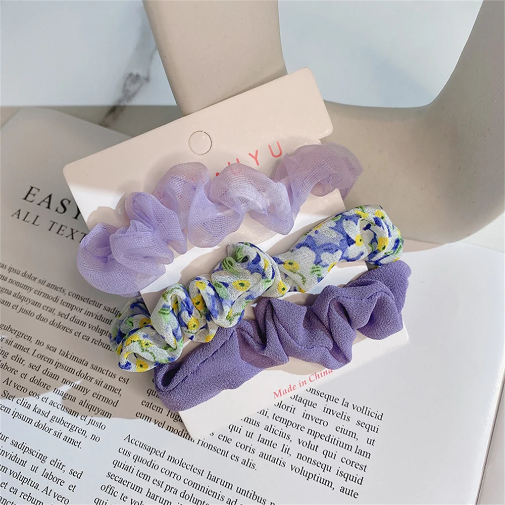 Nieuwe Gebroken Bloemen Haar Touw Voor Vrouwen Meisje Elastische Doek Scrunchies Organza Leuke Kleurrijke Haar Ring Haar Tie Paardenstaart Hoofdtooi