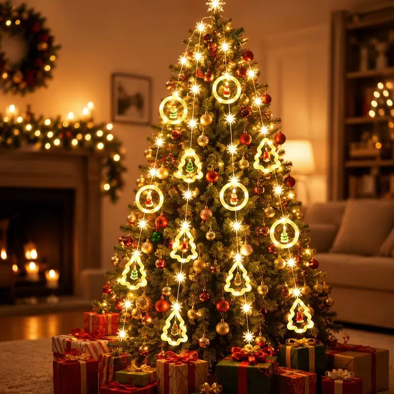 2026 Christmas Led Decorative Lights Christmas Tree Star Ring Usb Powered For Indoor Home New Year And Xmas Tree Decoration