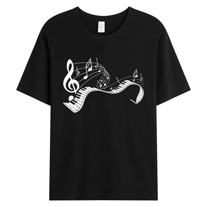

Music Notes Keyboard Pianist Classical Musician Piano Men's Cotton Graphic 2025 Festival Discount T-shirt Male Clothes Slim Fit
