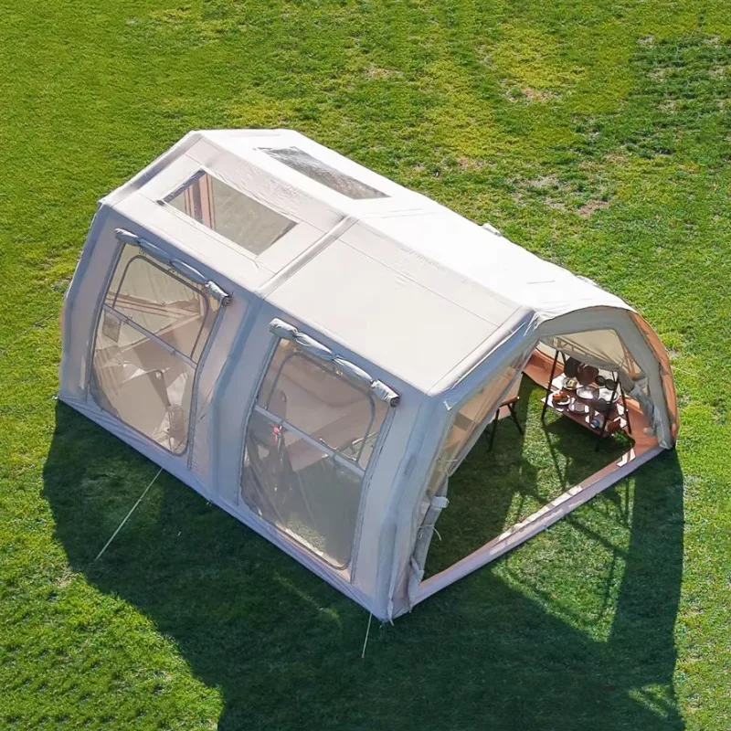 

2025 Waterproof Large Combination Inflatable Air Tent For Family Outdoor Camping With Stove Hole And Free Air Pump