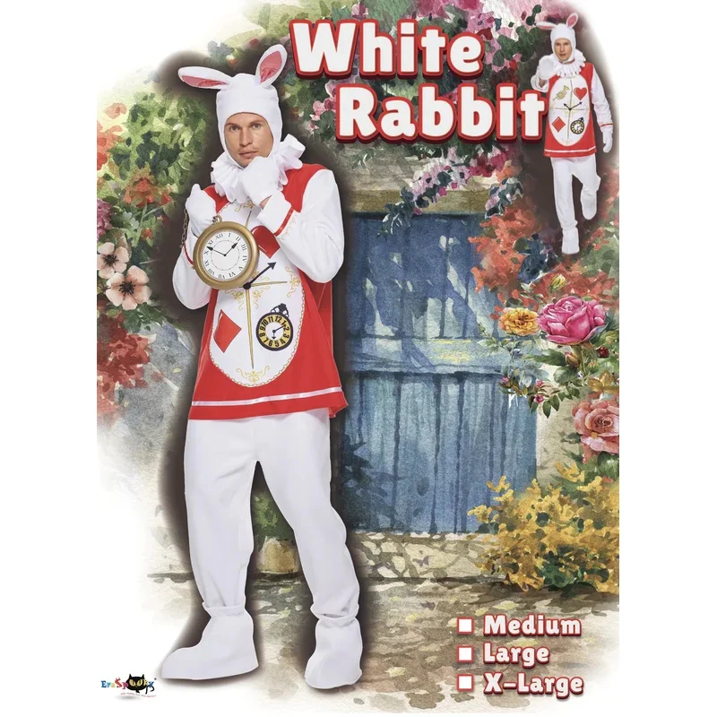 Eraspooky-Costume de lapin blanc Alice au pays des merveilles, tenue adulte, Halloween, carnaval, fête de Noël, robe de paupières, M., 2024