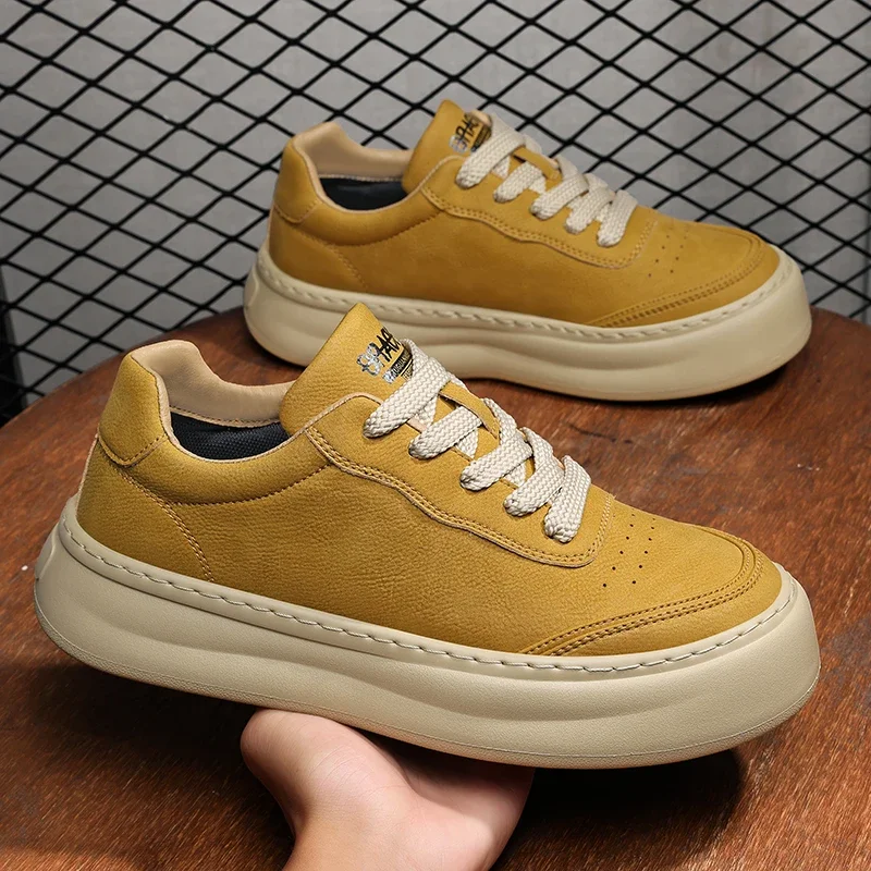 

New Arrival Leather Men Sneakers Fashion Skateboard Footwear Breathable Leisure Male Casual Sneakers Versatile Tenis Masculino