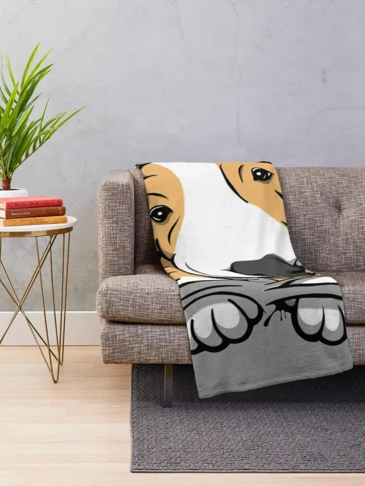 Cute Puppy Bull Terrier Tan and White Throw Blanket for winter Luxury Designer Hair Blankets