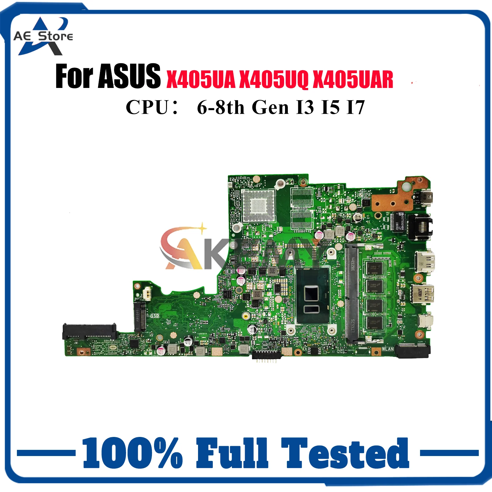 

X405UA Материнская плата для ноутбука ASUS VivoBook X405UQ S405U S4100U X405U A405U K405U V405U X405UAR S4000U Материнская плата с процессором I3 I5 I7