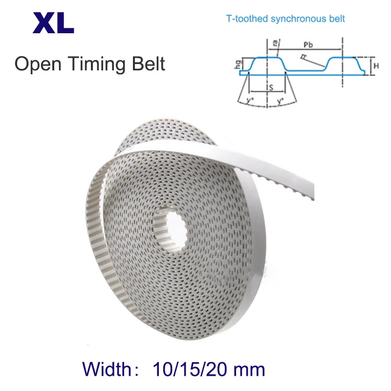 

1-20Meters XL Open Timing Synchronous Belt T Tooth Width 10mm 15mm 20mm Pitch 5.08mm PU White Polyurethane with Steel Wire