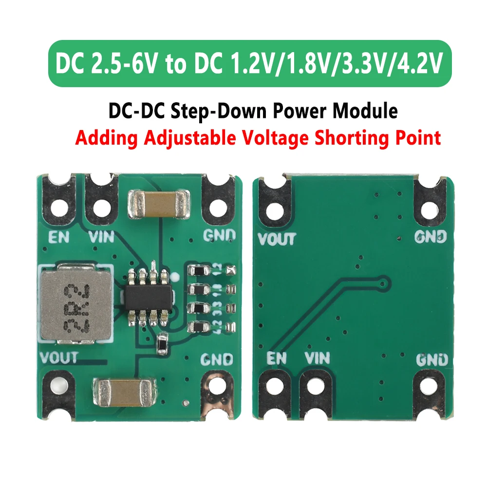 DC 2.5-6V Hingga 1.2V/1.8V/3.3V/4.2V Beban Penuh 2A 95% DC-DC Modul Daya Step-Down Tambahkan Titik Putus Tegangan Dapat Disesuaikan