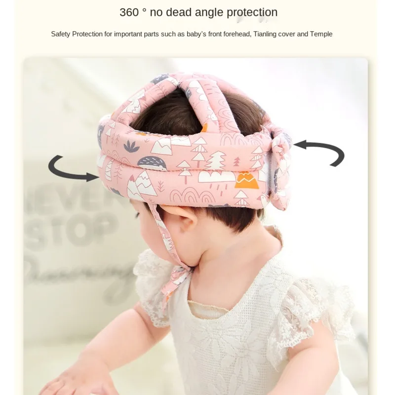 Baby safety anti-fall round protector artifact children's head cap toddler protection hat anti-collision pink