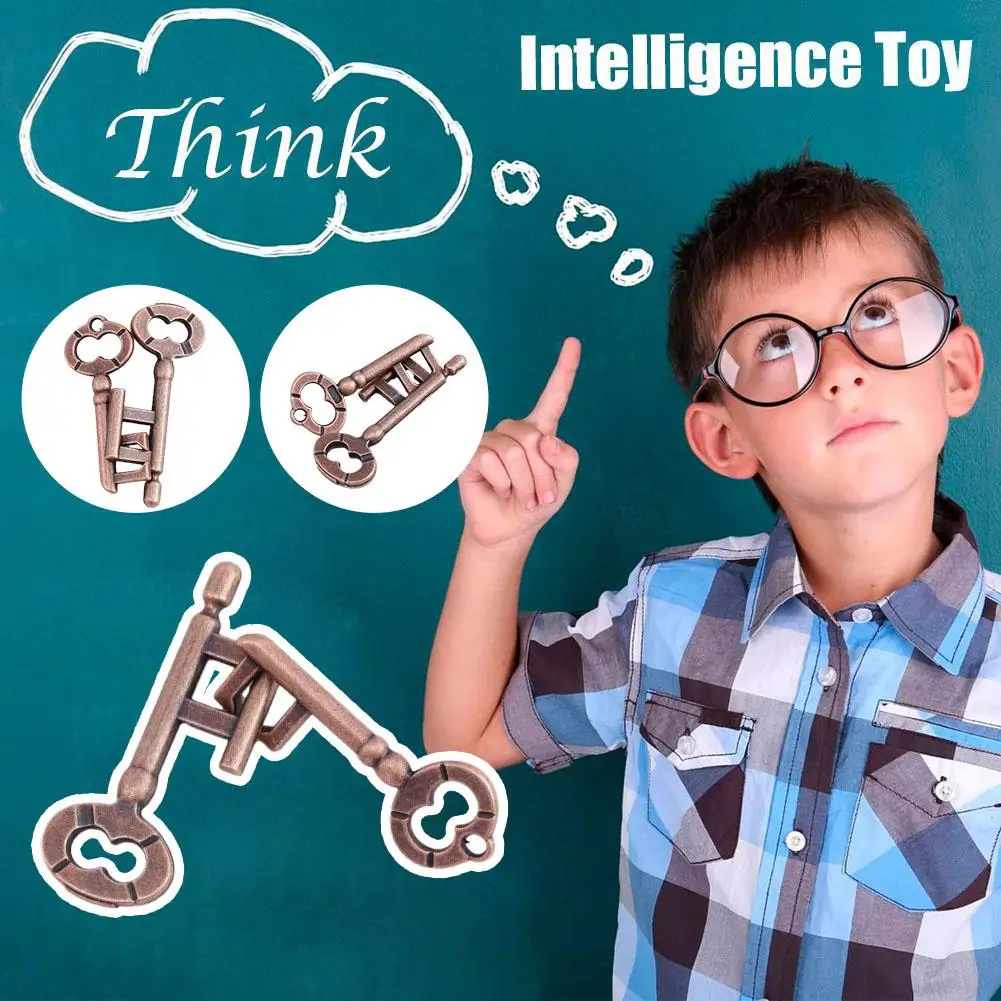 1Pcs Luban Lock Educational Intellectual Toys IQ Toys Puzzles Wire Trick Lock Teaser Toy Untie Magic Key Metal Brain P0Z8