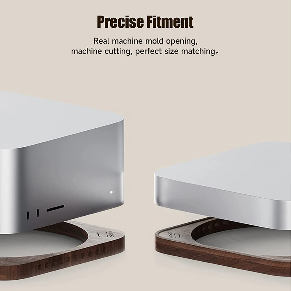 Imagem -04 - Walnut Madeira Desktop Stand para Apple Mac Mini e Mac Studio Cooling Holder Dissipação de Calor Mount Acessórios