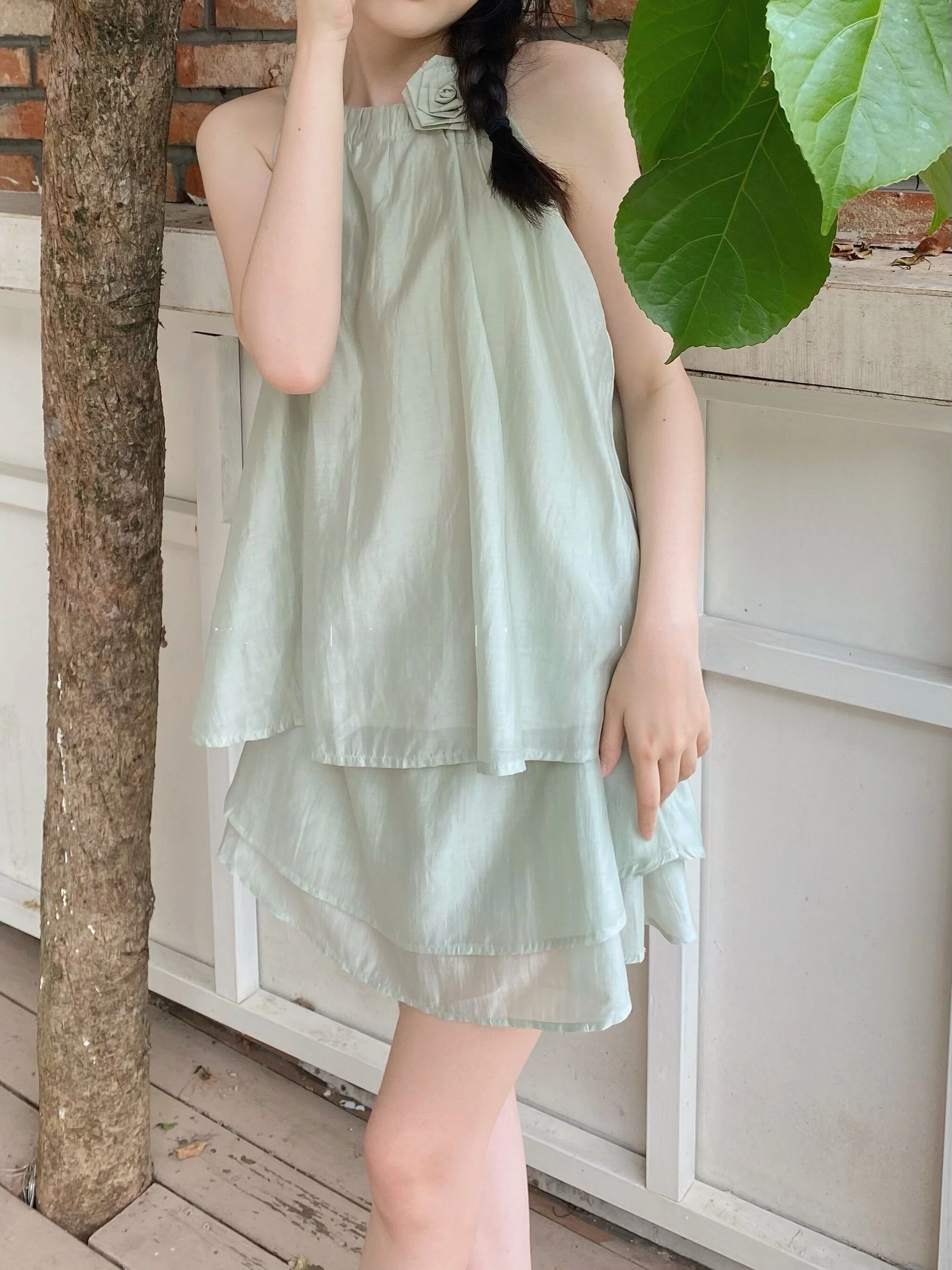 

Sweet Miss Salt Летний тонкий шелковый комплект из двух предметов Svel Ne Hanging irt Top ort Юбка Комплект Casual Sle Pure Color Loos...