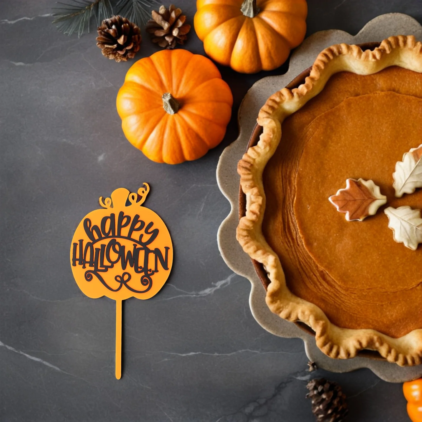 

10Pcs Halloween Pumpkin Cake Topper Acrylic Double Layer for Autumn Birthday Wedding Thanksgiving Party Decoration