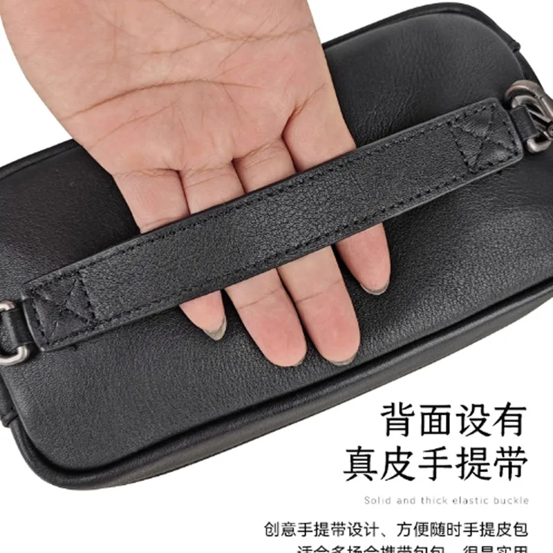 AETOO Men's mobile phone bag, top layer cowhide chest bag, genuine leather versatile waist bag, hand bag, light and mini casual
