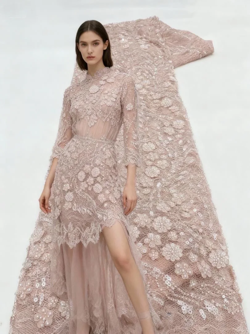 

Luxury Embroidery African Mesh Beaded Lace Fabric 2025 Nigerian French Sequins Net Lace Fabrics For Wedding Party Dress Sewing