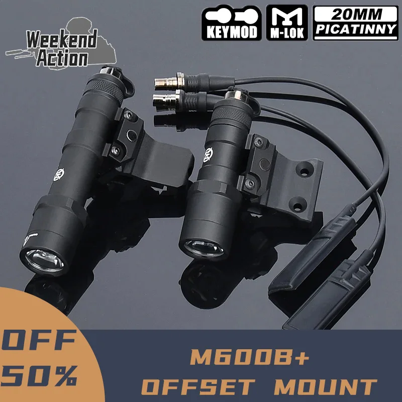 Tactical Wadsn M300B Mini Scout Light M300 M600B Flahslight With Offset Mount for Mlok Keymod 20mm Rail Base Hunting Lamp