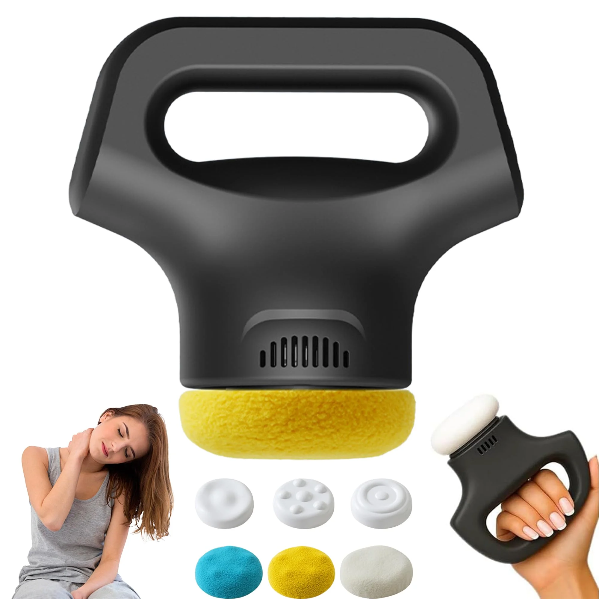 

Handheld Body Shaping Machine Massager with 3 Massage Heads & 3 Washable Pads Adjustable Multi-Speed Vibration Deep Tissue Relax