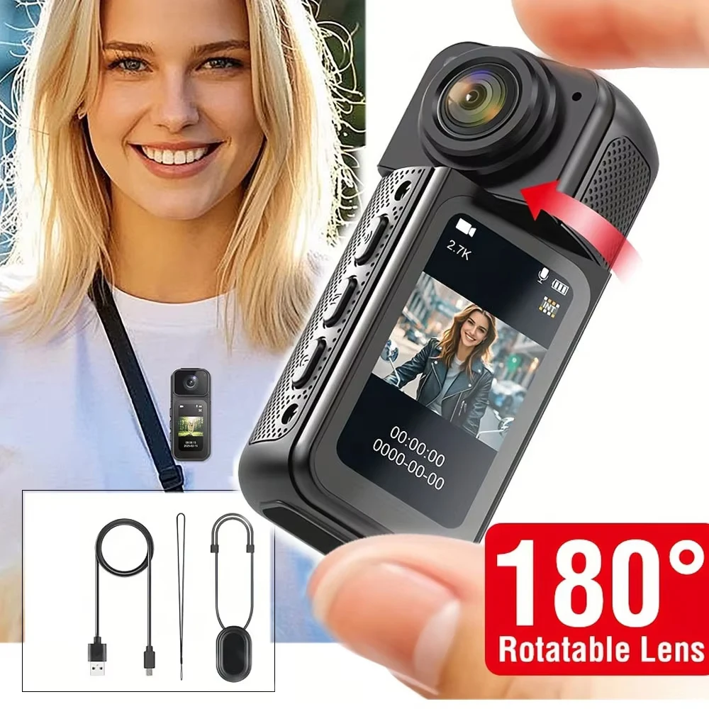 Motor Recorder 2.7K WIFI Mini Thumb Camera 1.47'' Cam Outdoor Sports Cycling 180° Rotation Magnetic Bicycle Motorcycle Recorder