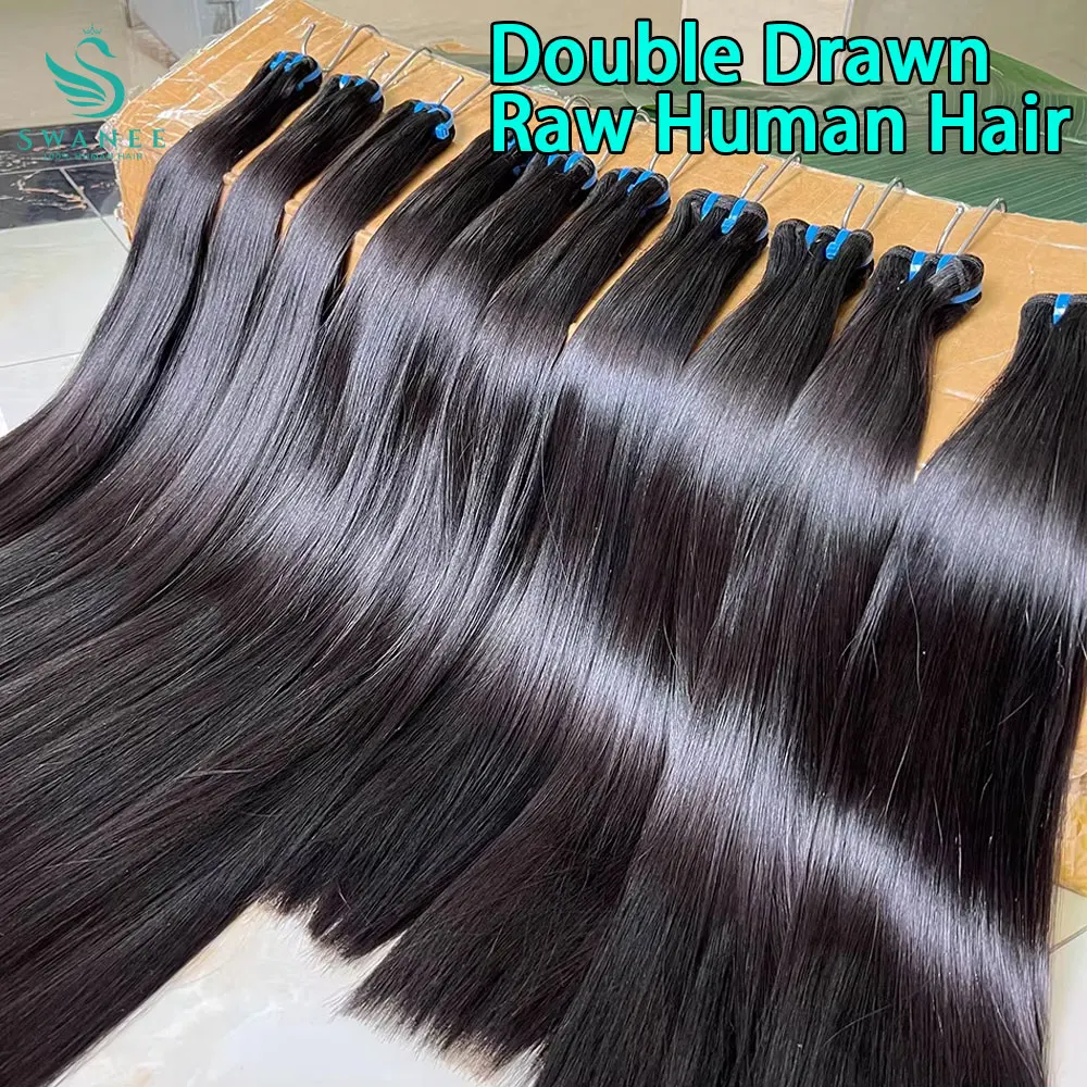

SWANEE 15A Vietnamese Double Drawn Bone Straight 100% Raw Human Hair Bundles for Black Women Raw Remy Hair Extensions