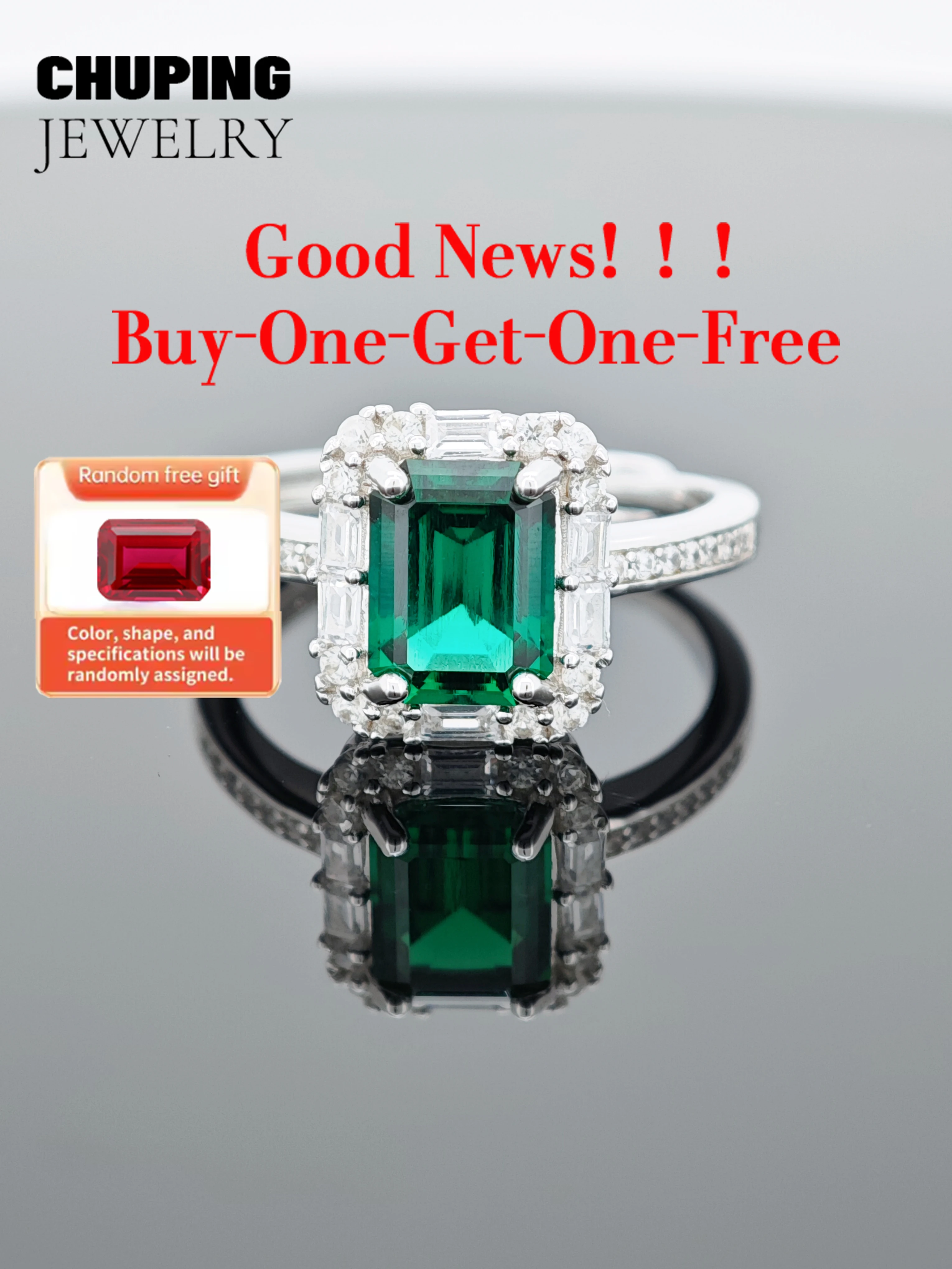 

Chu Ping Fine Jewelry Lab Grown Emerald Octagonal Cut 6*8mm Ring S925 for Birthday Gift or Surprise Gift Sparking and Shining