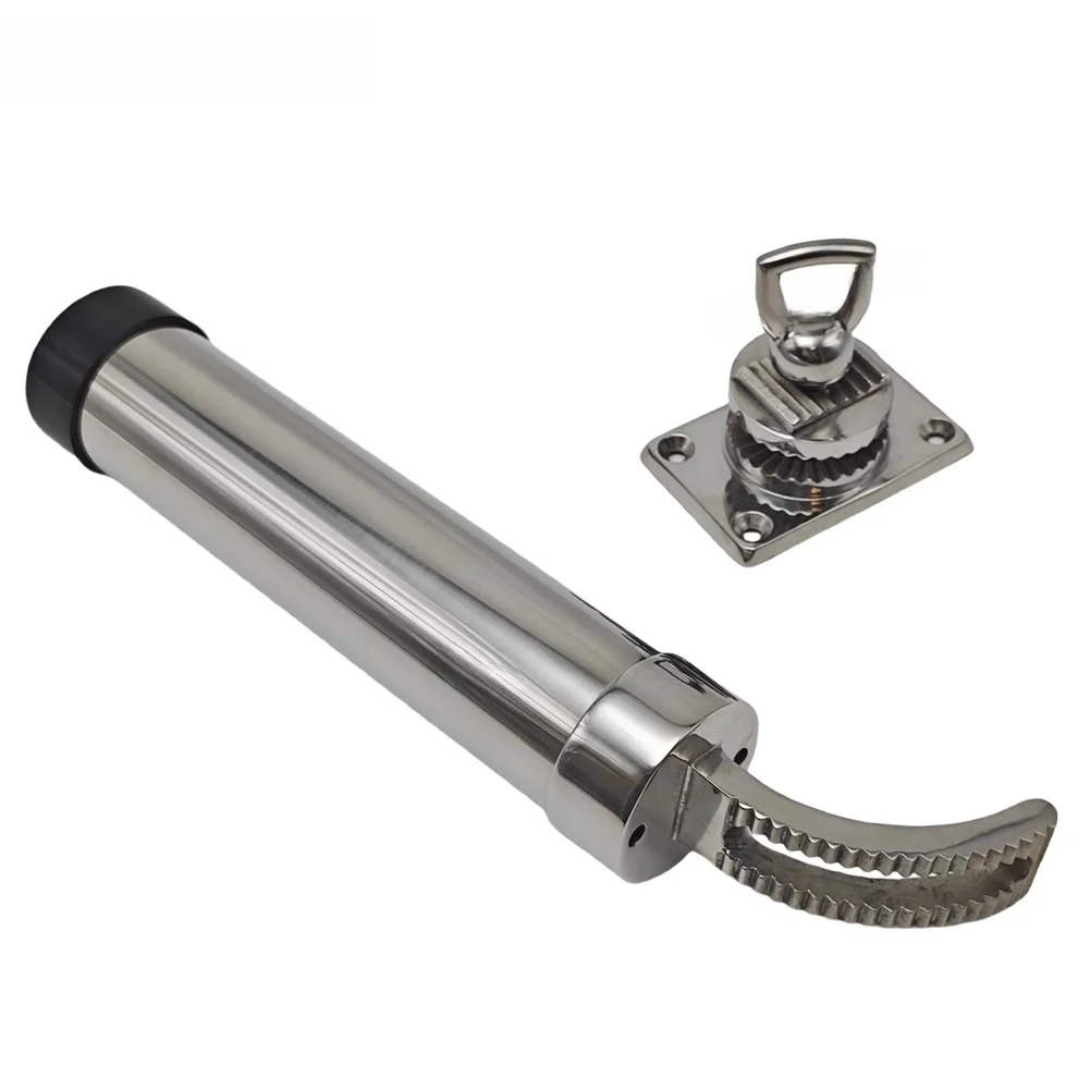 304 Stainless Steel Fishing Rod Holder for Boat Yacht and with Secure Non Rotational Groove and Removable Base