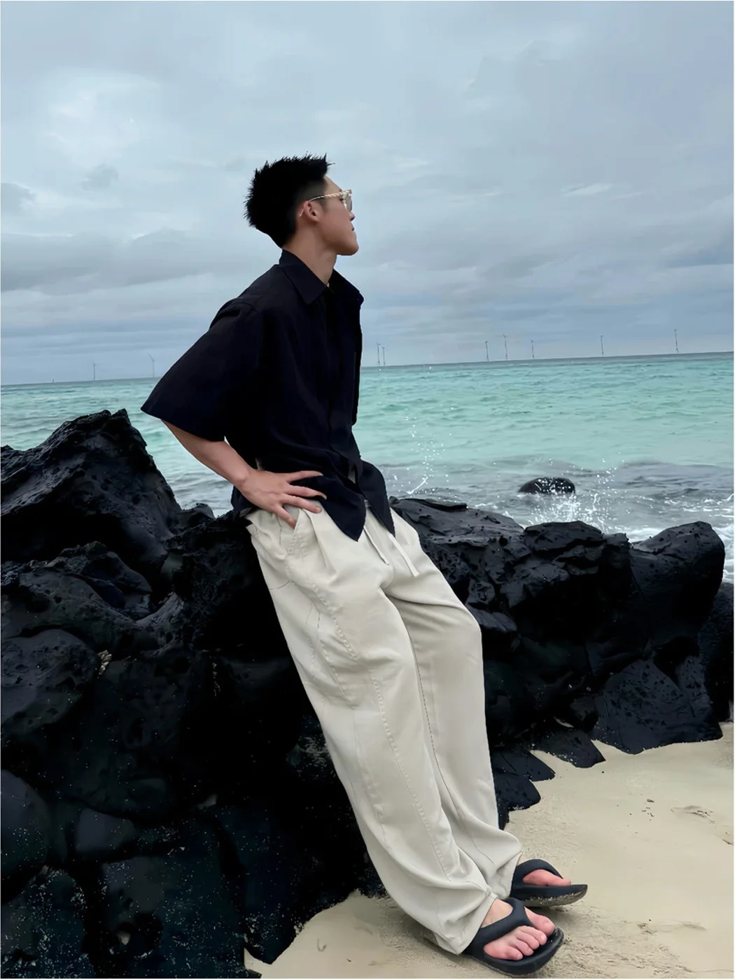 

Khaki Thin Straight Leg Pants Men's Summer American High Street Cleanfit Workwear Trousers Loose Fit Low Waist Long Pants