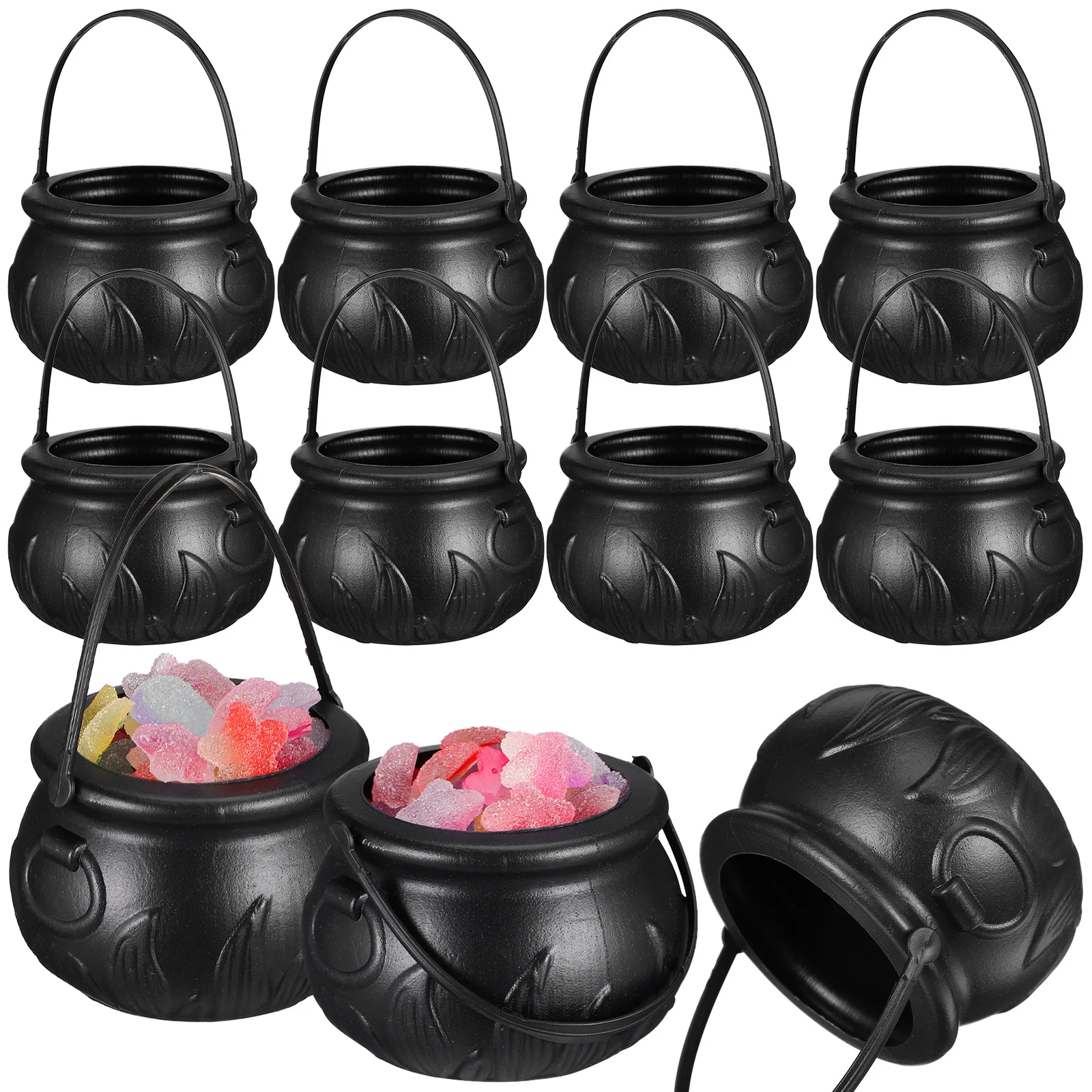 

12 pcs Witch Pumpkin Bucket Halloween Candy Pail Prop For Kids Party Bar Ktv Mini Plastic Container Sweet Holder
