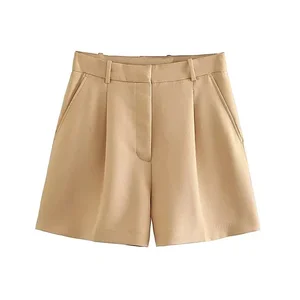 Women's High Waist Women, side pockets, front darts, zipper fly, women's short pants, vintage, fashion 10 Main Sales Women's Bermuda - №10