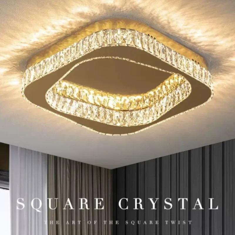 Light luxury bedroom light crystal ceiling light led living room villa atmosphere