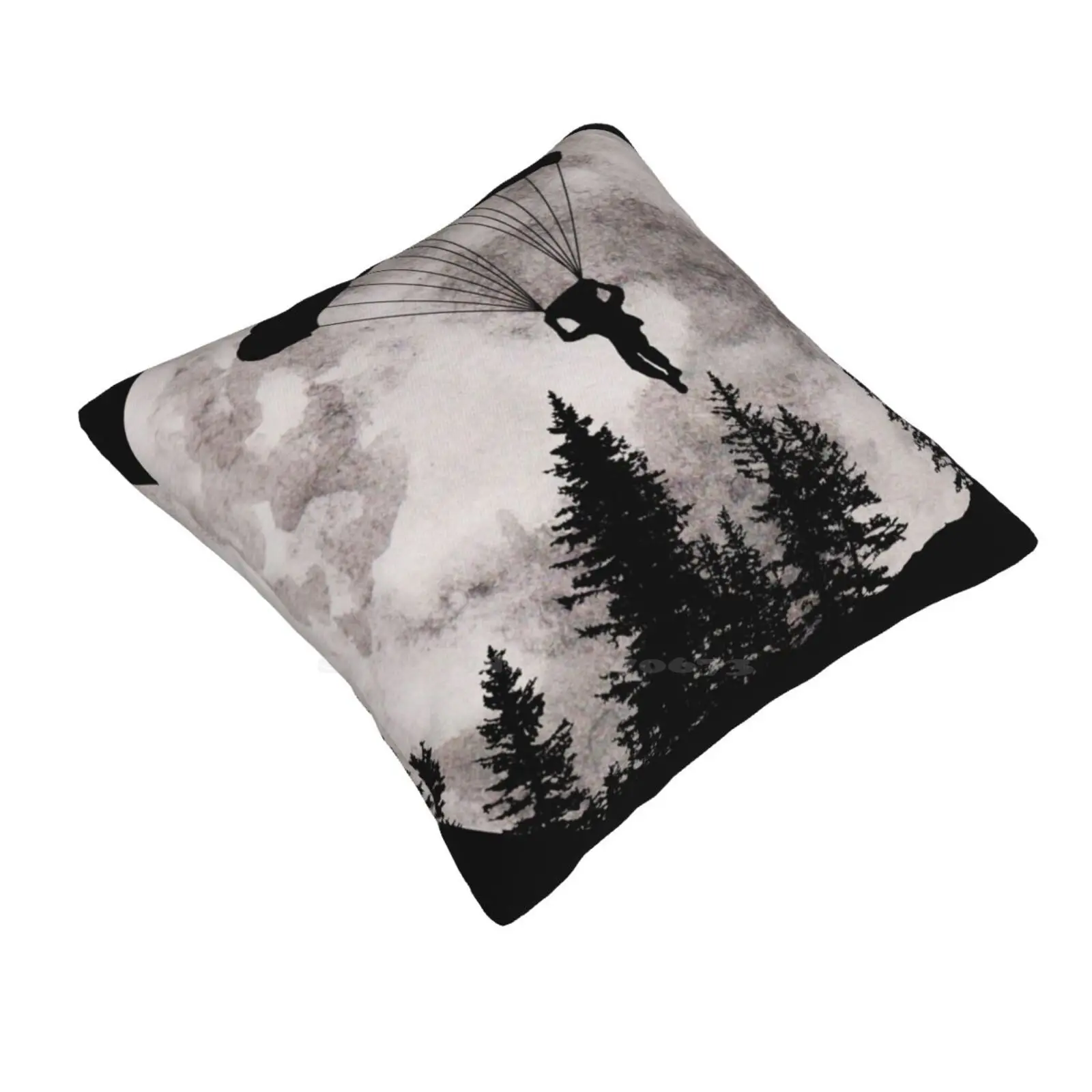 Full Moon And Paragliding Above The Forest Home Sofa Car Cushion Cover Pillowcase Paragliding Paraglider Parasailing Adrenalin